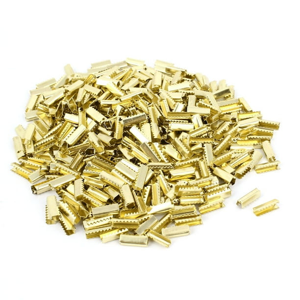 UNICRAFTALE About 500pcs 304 Stainless Steel Ribbon Ends Rectangle Pinch Crimp Clamp Ribbon Bracelet Bookmark for DIY Necklace Bracelet Making 6x6x4mm Hole 1mm